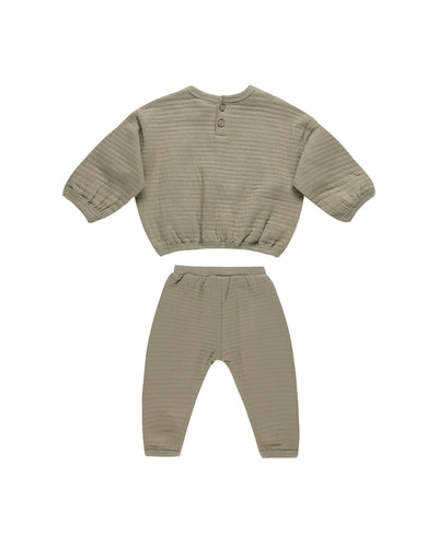 Quincy Mae Baby Textured Sweat Set Olive