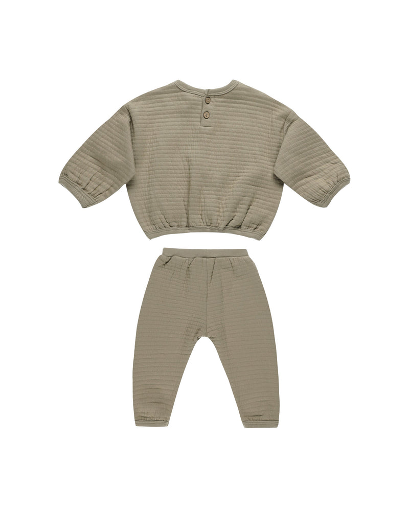 Quincy Mae Baby Textured Sweat Set Olive