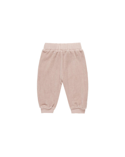 Quincy Mae Baby Velour Relaxed Sweatpant Blush