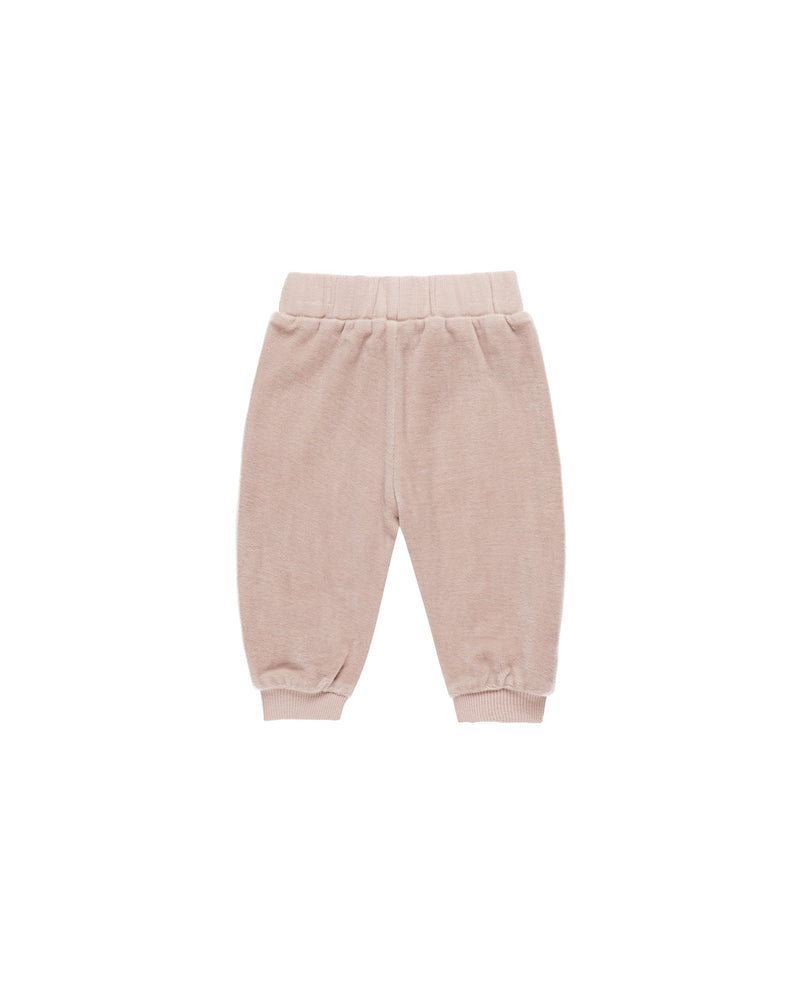 Quincy Mae Baby Velour Relaxed Sweatpant Blush