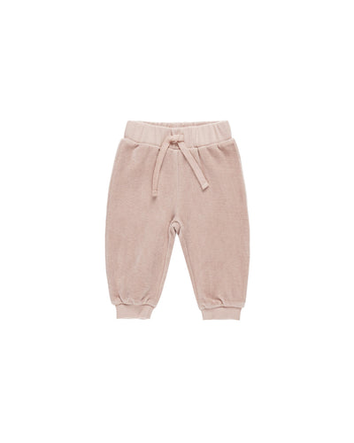 Quincy Mae Baby Velour Relaxed Sweatpant Blush