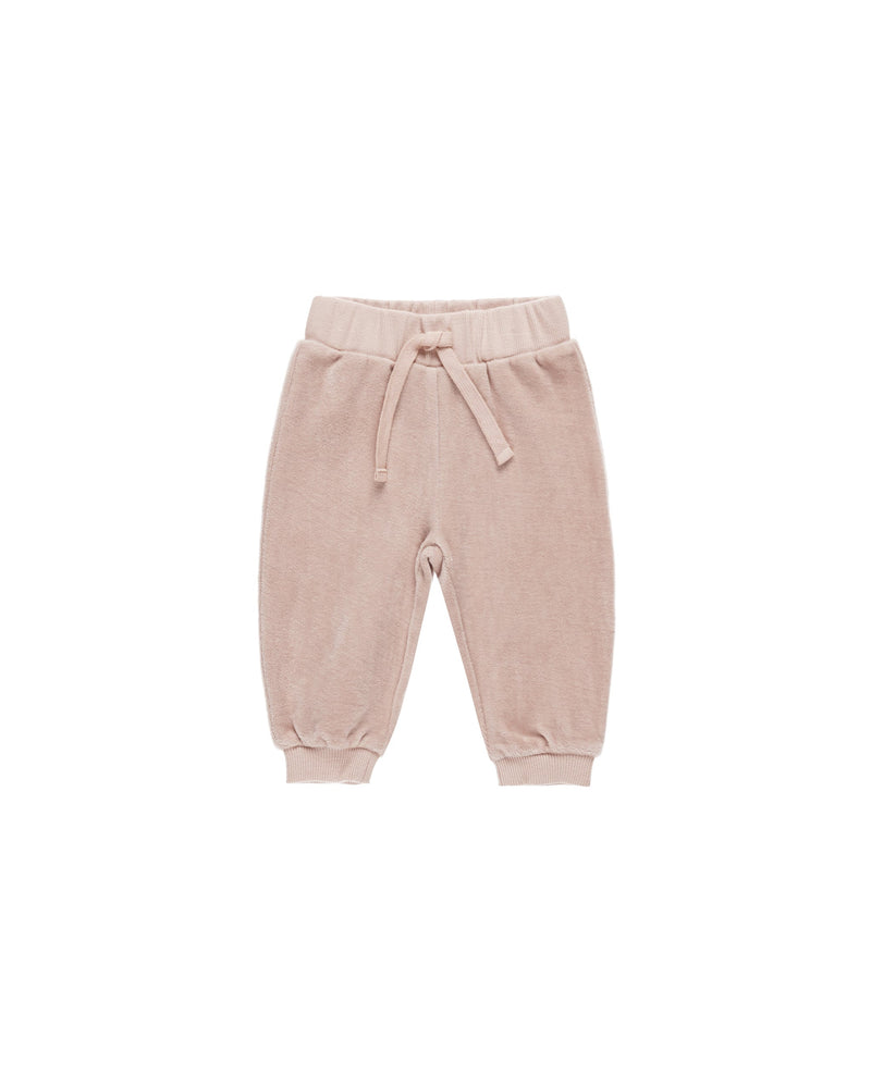 Quincy Mae Baby Velour Relaxed Sweatpant Blush