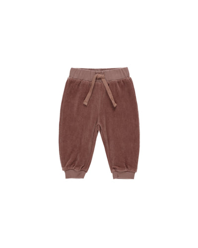 Quincy Mae Baby Velour Relaxed Sweatpant Cranberry