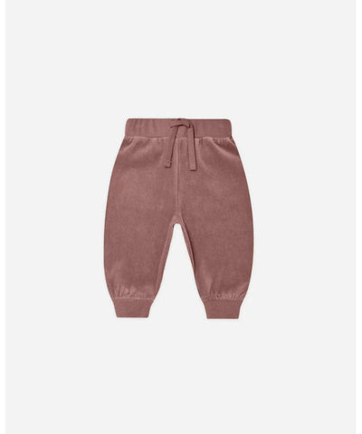 Quincy Mae Baby Velour Relaxed Sweatpants Fig