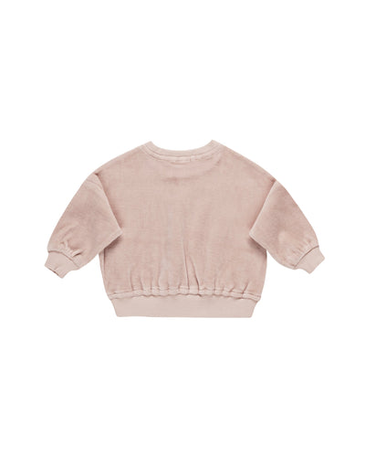 Quincy Mae Baby Velour Relaxed Sweatshirt Blush