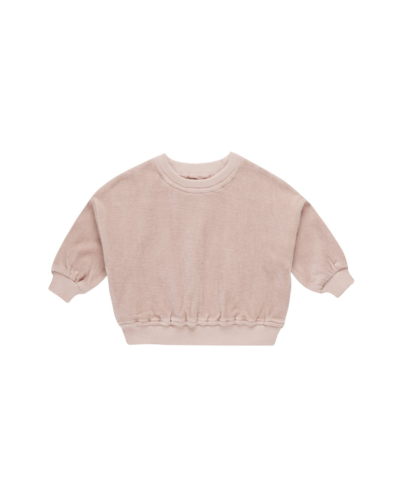 Quincy Mae Baby Velour Relaxed Sweatshirt Blush