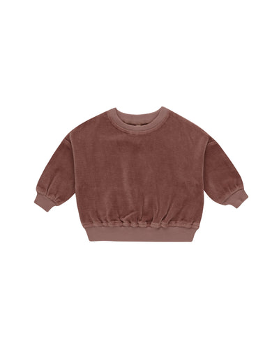 Quincy Mae Baby Velour Relaxed Sweatshirt Cranberry