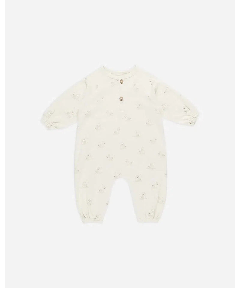 Quincy Mae Henley Bubble Jumpsuit Swans ivory/swans