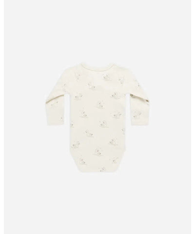 Quincy Mae Side Snap Bodysuit Swans ivory/swans