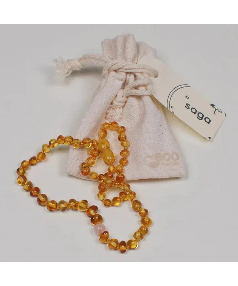 Saga Necklace Amber Honey Rosakvarts