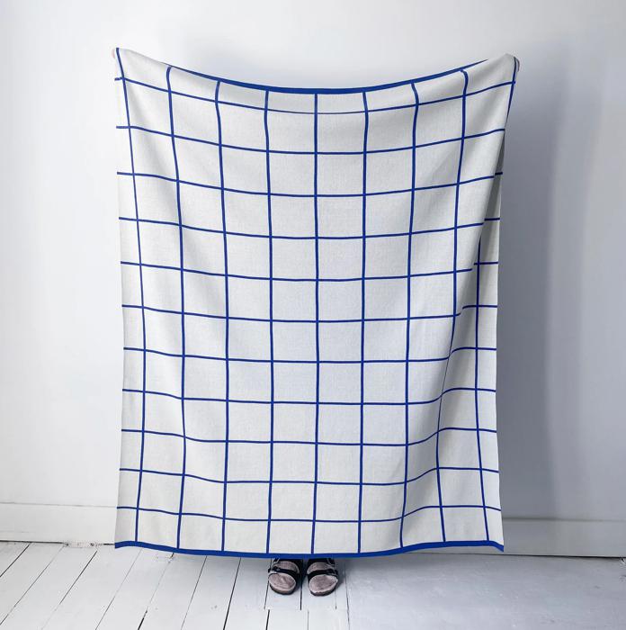 Sophie Home Grid Throw: Cobalt