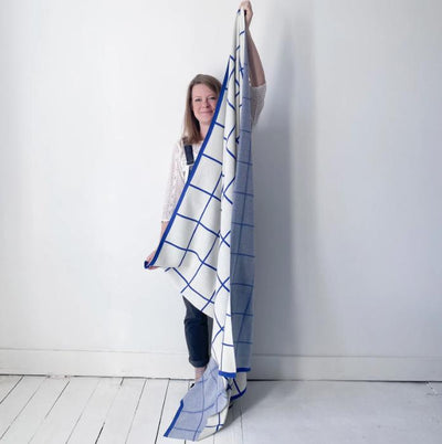 Sophie Home Grid Throw: Cobalt