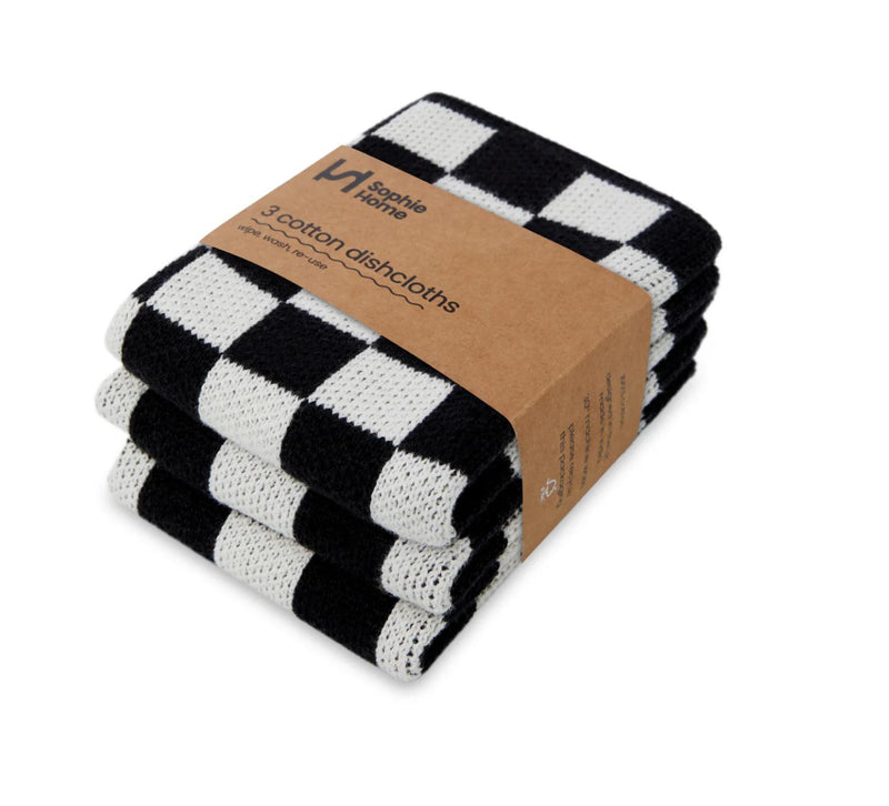 Sophie Home Reusable Dishcloths: Black Check