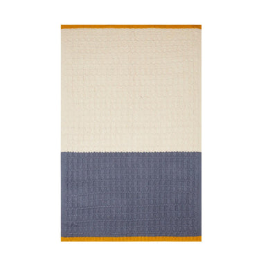 Sophie Home Textured Cable Knit Baby Blanket: Blue & Cream