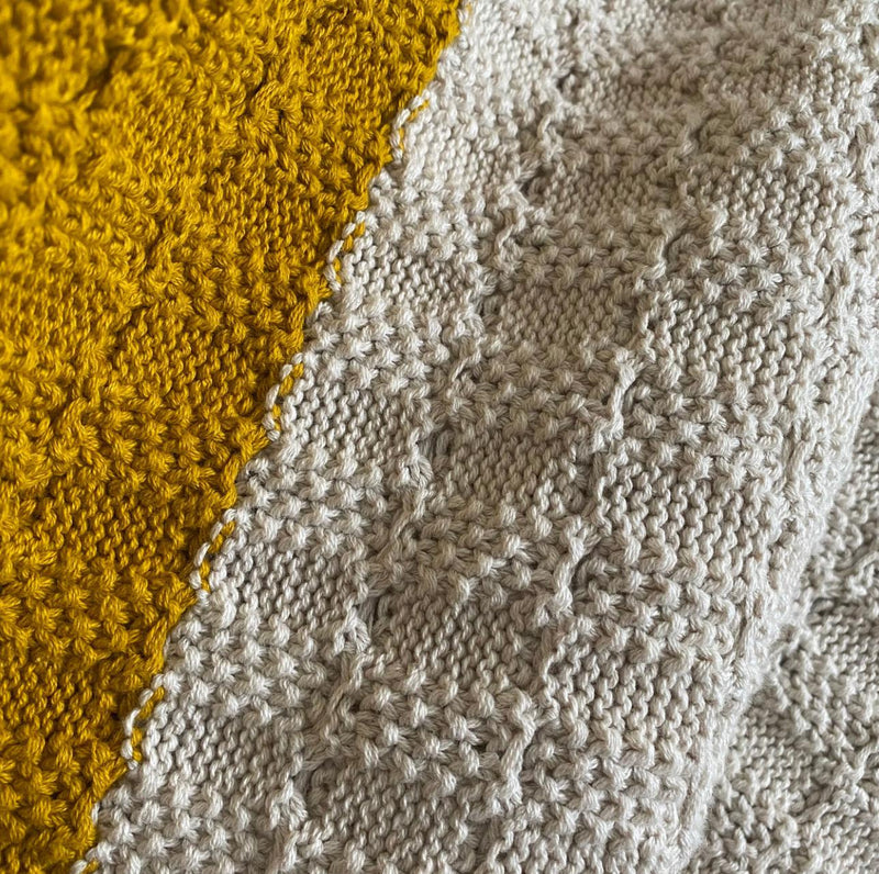 Sophie Home Textured Cable Knit Baby Blanket: Citrus & Cream