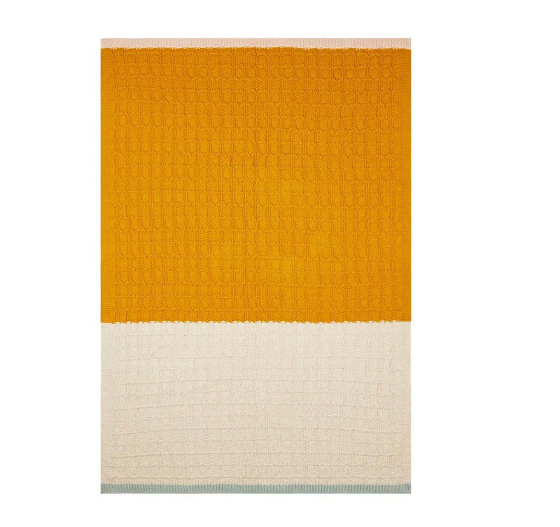 Sophie Home Textured Cable Knit Baby Blanket: Citrus & Cream