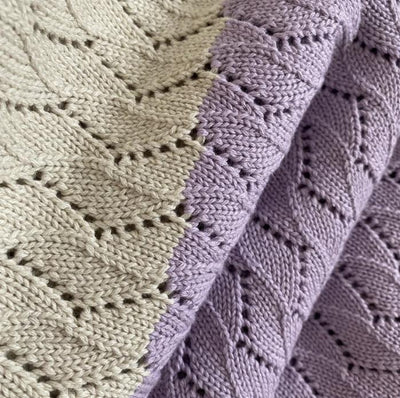 Sophie Home Textured Zigzag Knit Baby Blanket: Lilac & Cream