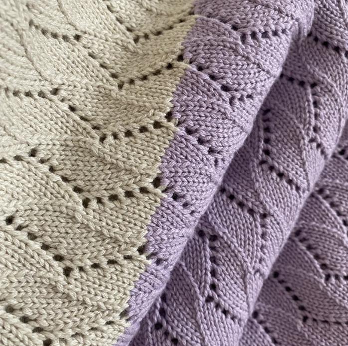 Sophie Home Textured Zigzag Knit Baby Blanket: Lilac & Cream