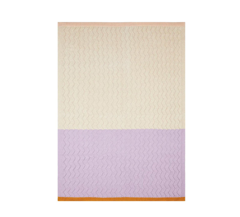 Sophie Home Textured Zigzag Knit Baby Blanket: Lilac & Cream