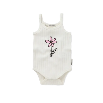 Sproet & Sprout Baby Rib Strap Romper Daisy