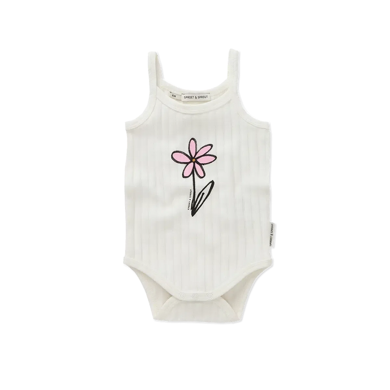 Sproet & Sprout Baby Rib Strap Romper Daisy