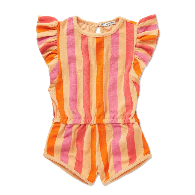 Sproet & Sprout Baby Ruffle Terry Jumpsuit Stripes