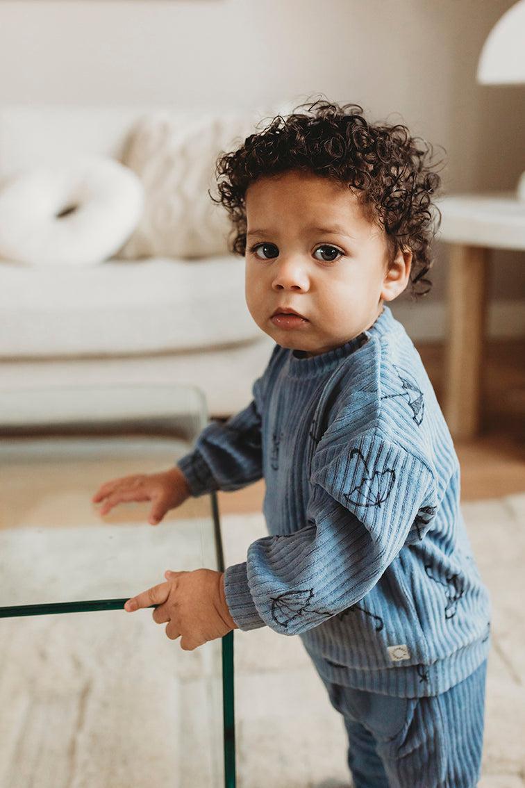 Sproet & Sprout Baby Sweatpants Velvet Rib Shadow Blue