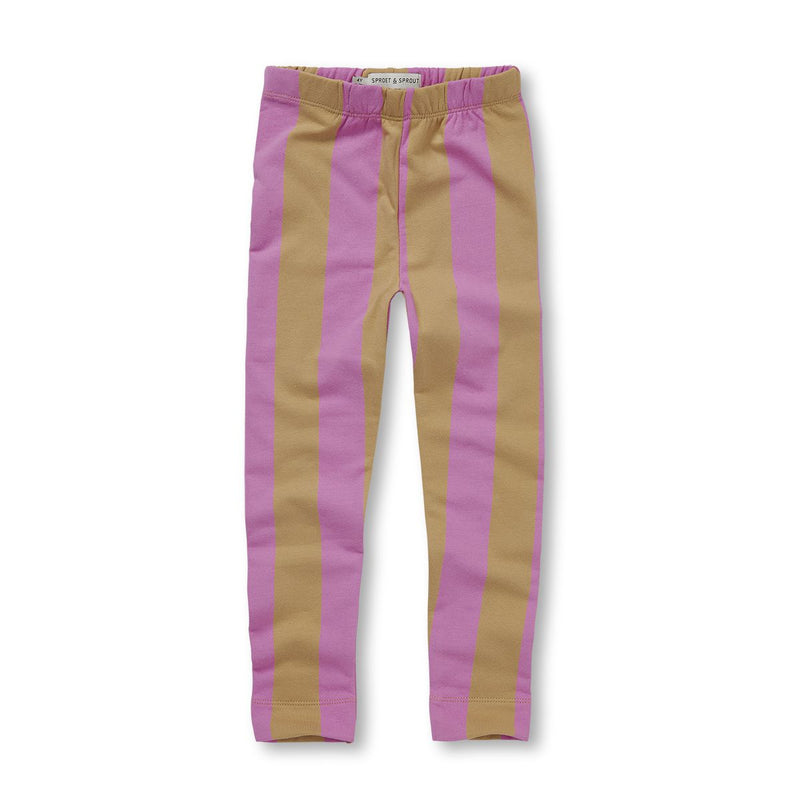 Sproet & Sprout Legging Block Stripe Purple Pink Light Mustard