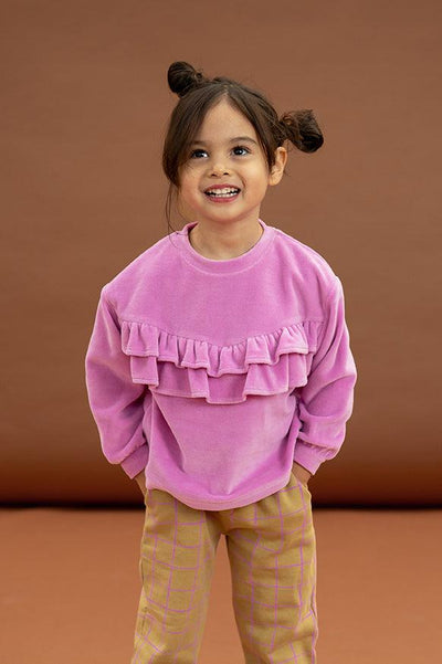 Sproet & Sprout Sweatshirt Velvet Ruffle Purple Pink