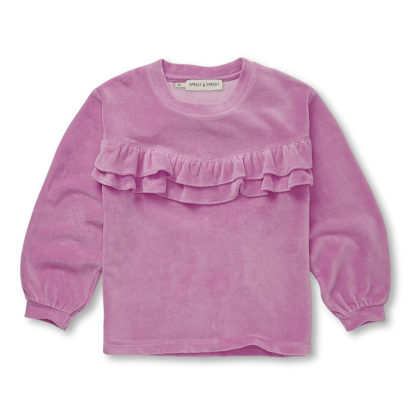 Sproet & Sprout Sweatshirt Velvet Ruffle Purple Pink