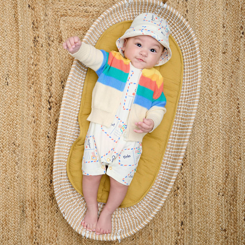 The Bonnie Mob Baby Barnacle Stripe Cardigan Rainbow