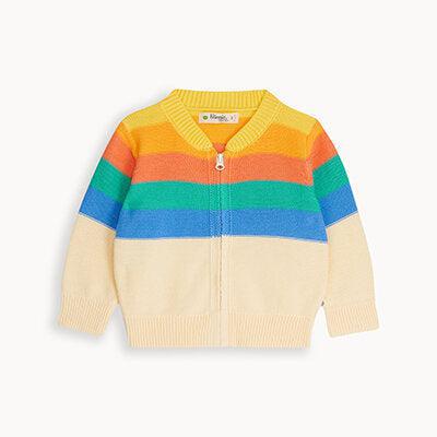 The Bonnie Mob Baby Barnacle Stripe Cardigan Rainbow