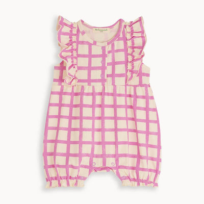 The Bonnie Mob Baby Sundae Frill Bubble Romper Pink Checker