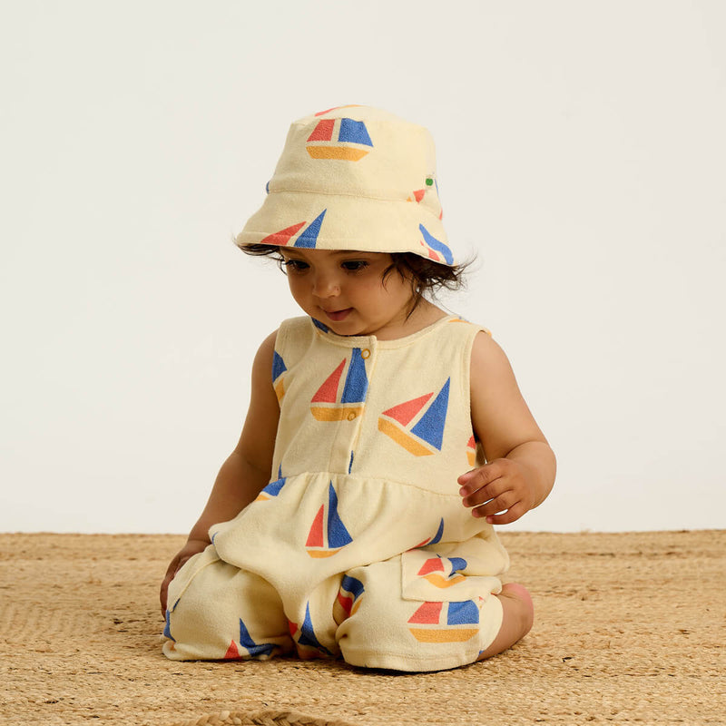 The Bonnie Mob Baby Tito Shorty Playsuit Multico Sailboats