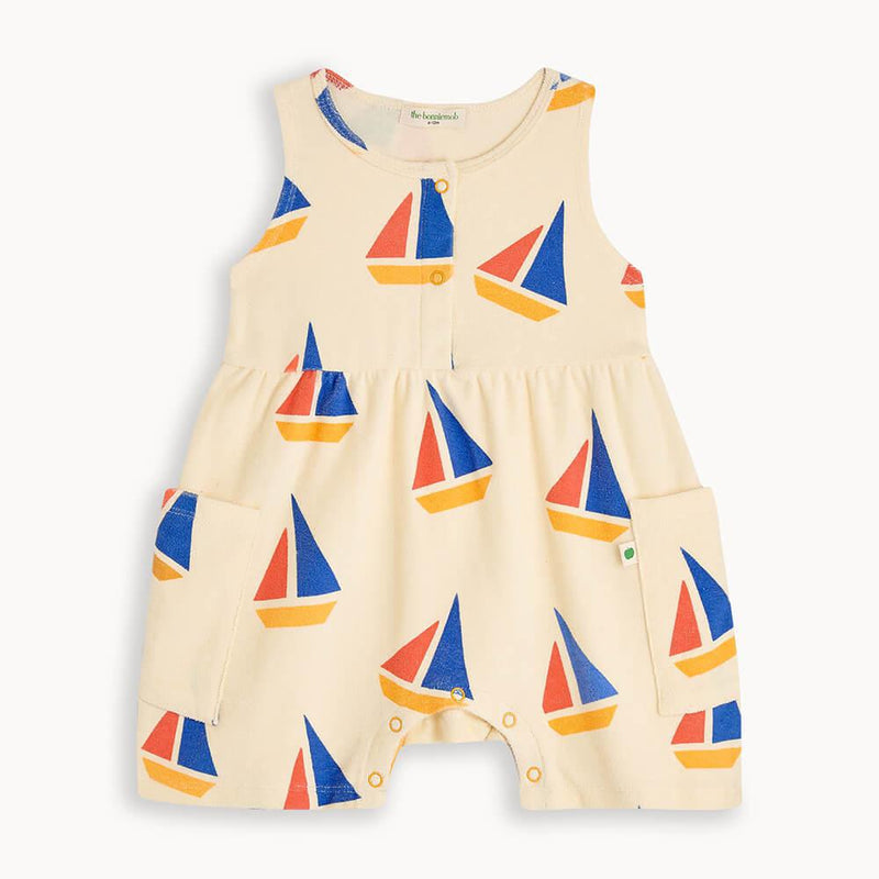 The Bonnie Mob Baby Tito Shorty Playsuit Multico Sailboats