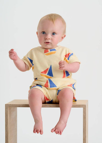 The Bonnie Mob Baby Topper T-shirt Multi-Co Sailboats