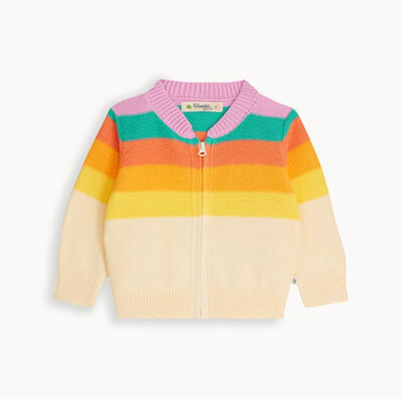 The Bonnie Mob Barnacle Stripe Cardigan Rainbow Pink