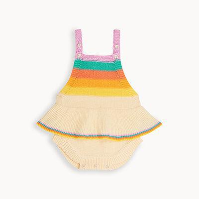 The Bonnie Mob Bubble Stripe Romper Rainbow Pink