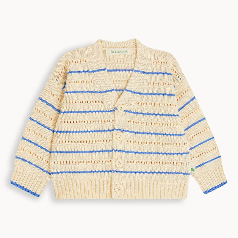 The Bonnie Mob Como Pointelle Stripes Cardigan Blue