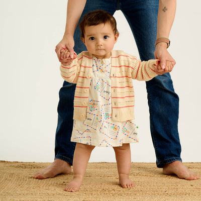 The Bonnie Mob Como Pointelle Stripes Cardigan Coral