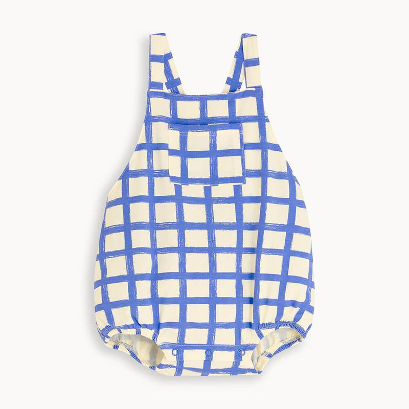 The Bonnie Mob Scooter Bubble Romper Blue Checker