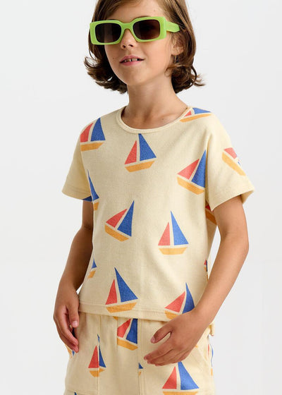 The Bonnie Mob Topper T-shirt Multi-Co Sailboats