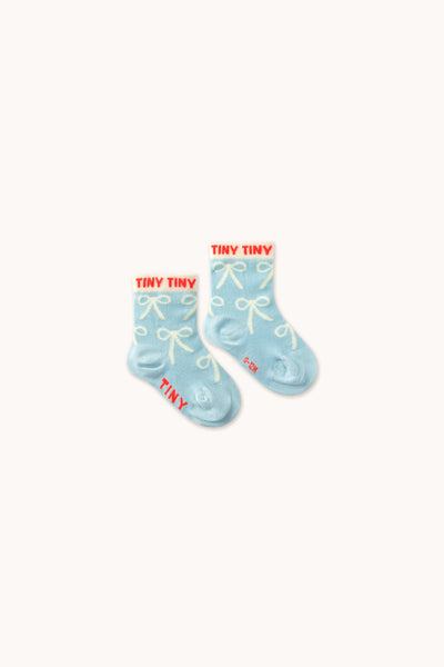 Tiny Cottons Baby Bows Medium Socks Dusty Blue