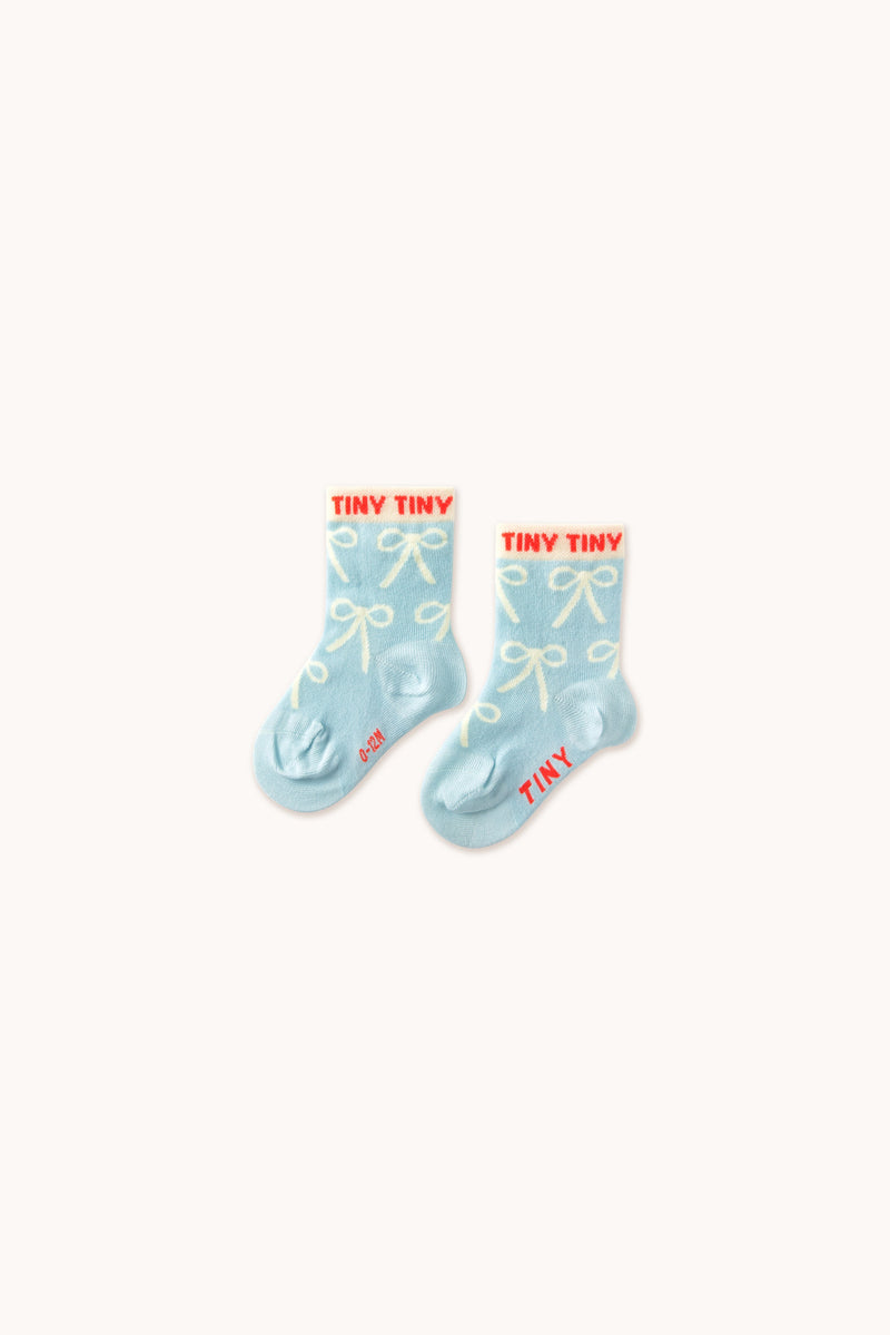 Tiny Cottons Baby Bows Medium Socks Dusty Blue