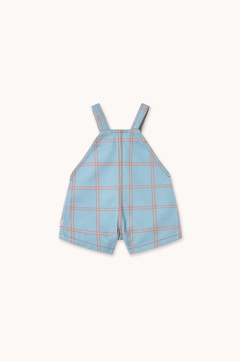 Tiny Cottons Baby Check Short Dungaree Denim Blue