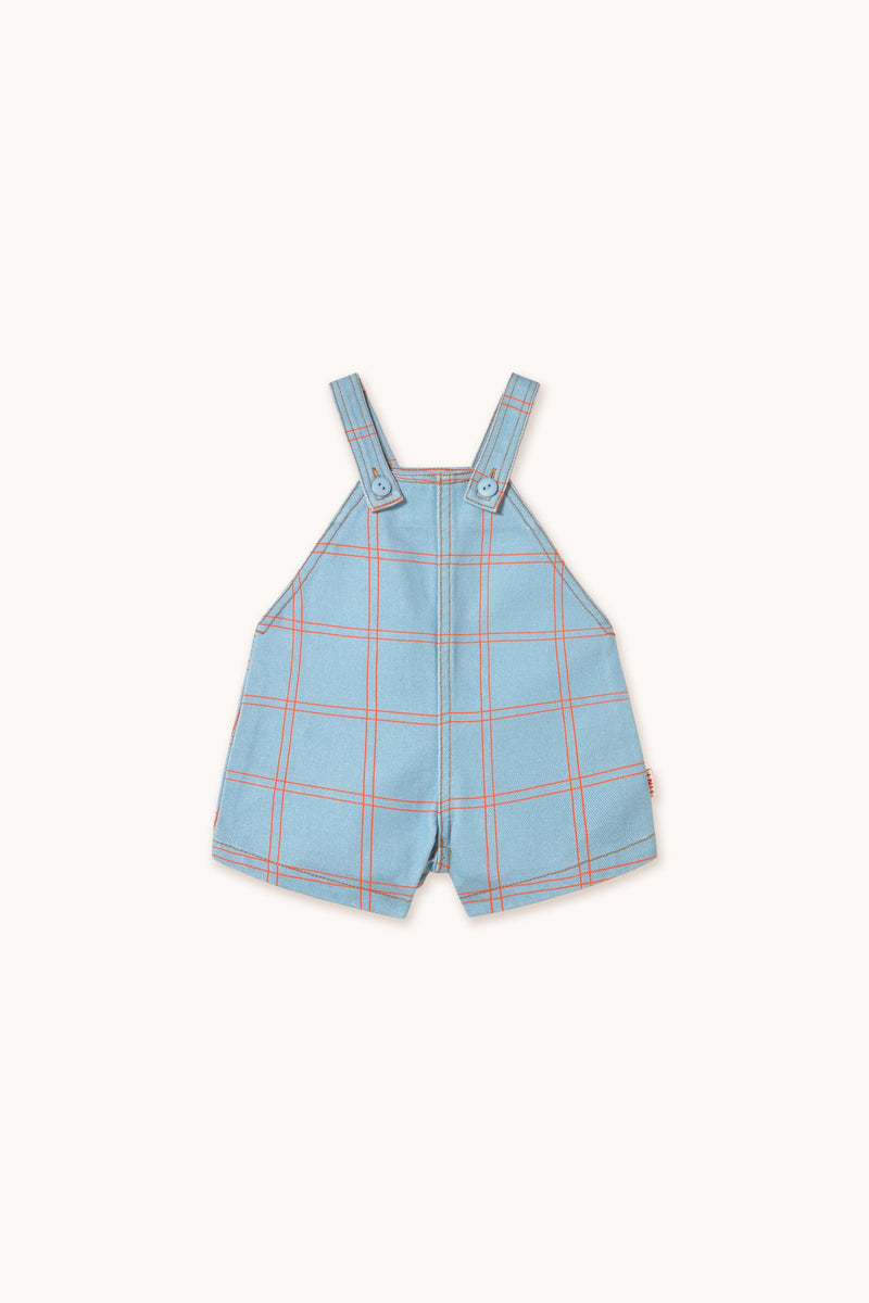 Tiny Cottons Baby Check Short Dungaree Denim Blue