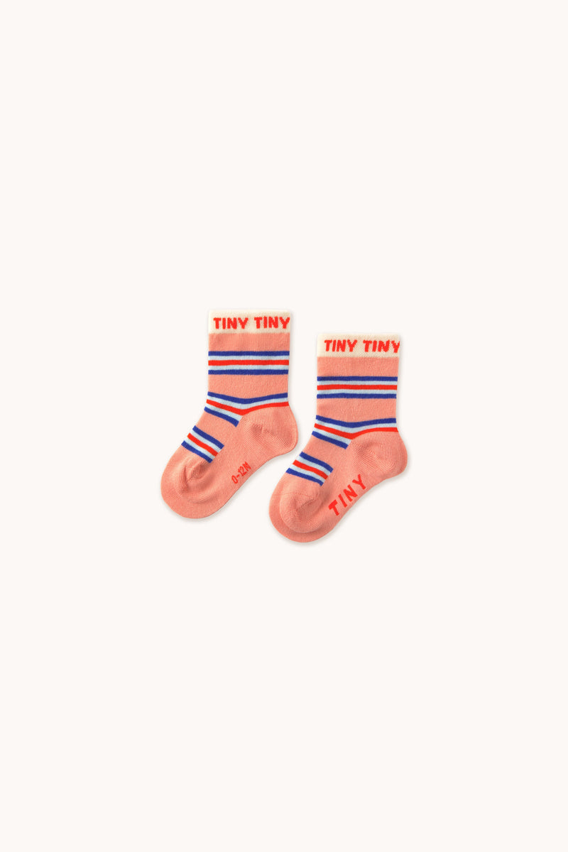 Tiny Cottons Baby Multicolor Stripes Medium Socks Dark Pink