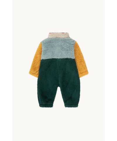 Tiny Cottons Baby Polar Sherpa One-Piece Color Block Warm Grey/Bottle Green