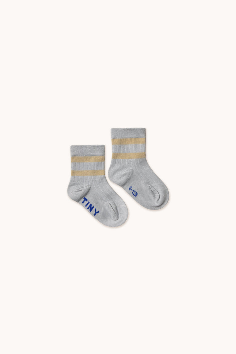 Tiny Cottons Baby Stripes Medium Socks Pack Metallic Light Grey