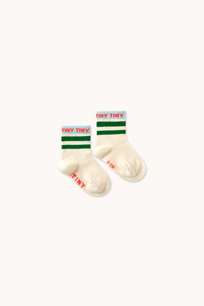 Tiny Cottons Baby Tiny Medium Height Socks Light Cream/Dark Emerald